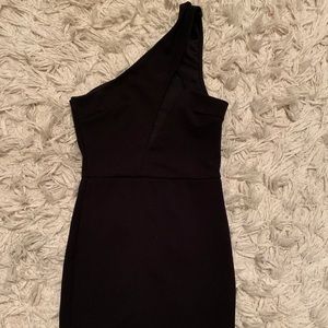 Pretty little thing black mini dress one shoulder